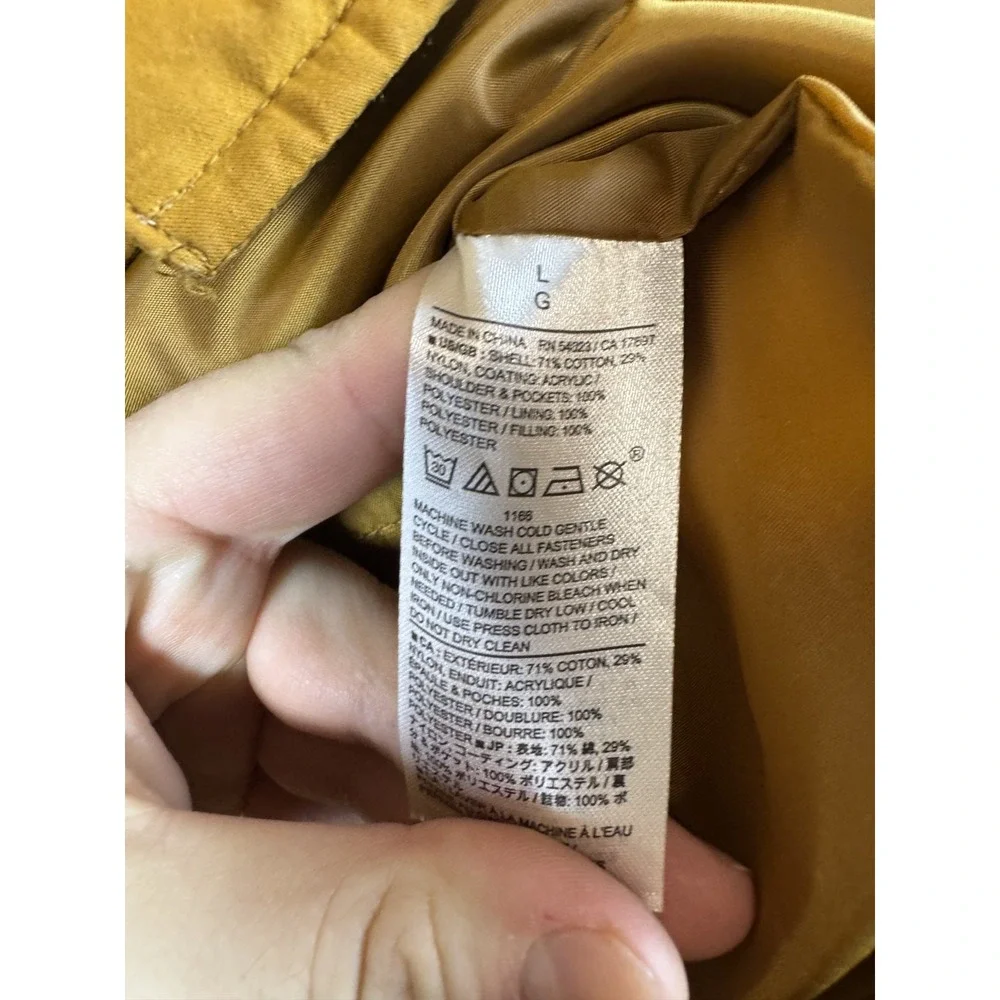 Banana Republic Puffer Vest Mens Large Ochre Brown Snap Front Mock Neck Western